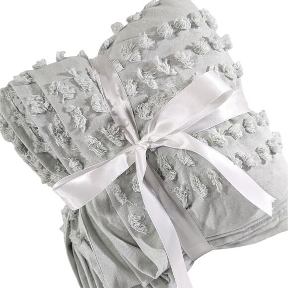 PURE COLLECTION BY INDIGO! SEAFOAM GREEN CHENILLE 100% COTTON SHOWER CURTAIN! - Picture 10 of 10